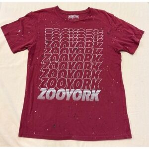 Zoo York Mens Graphic T Shirt Burgundy Print Short Sleeve Crew‎ Neck Size M